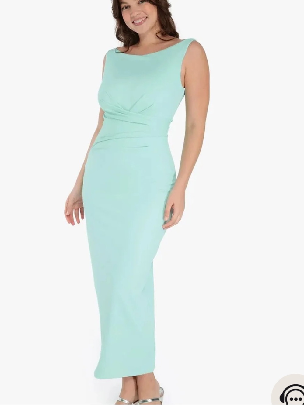 Popilush Sculpting Ruched Maxi Dress Builtin Shapewear Blue Sleeveless Large NWT